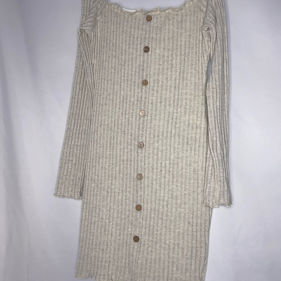 Fashion Nova:Jacklyn Off Shoulder Dress in Oatmeal - Picture 5 of 7